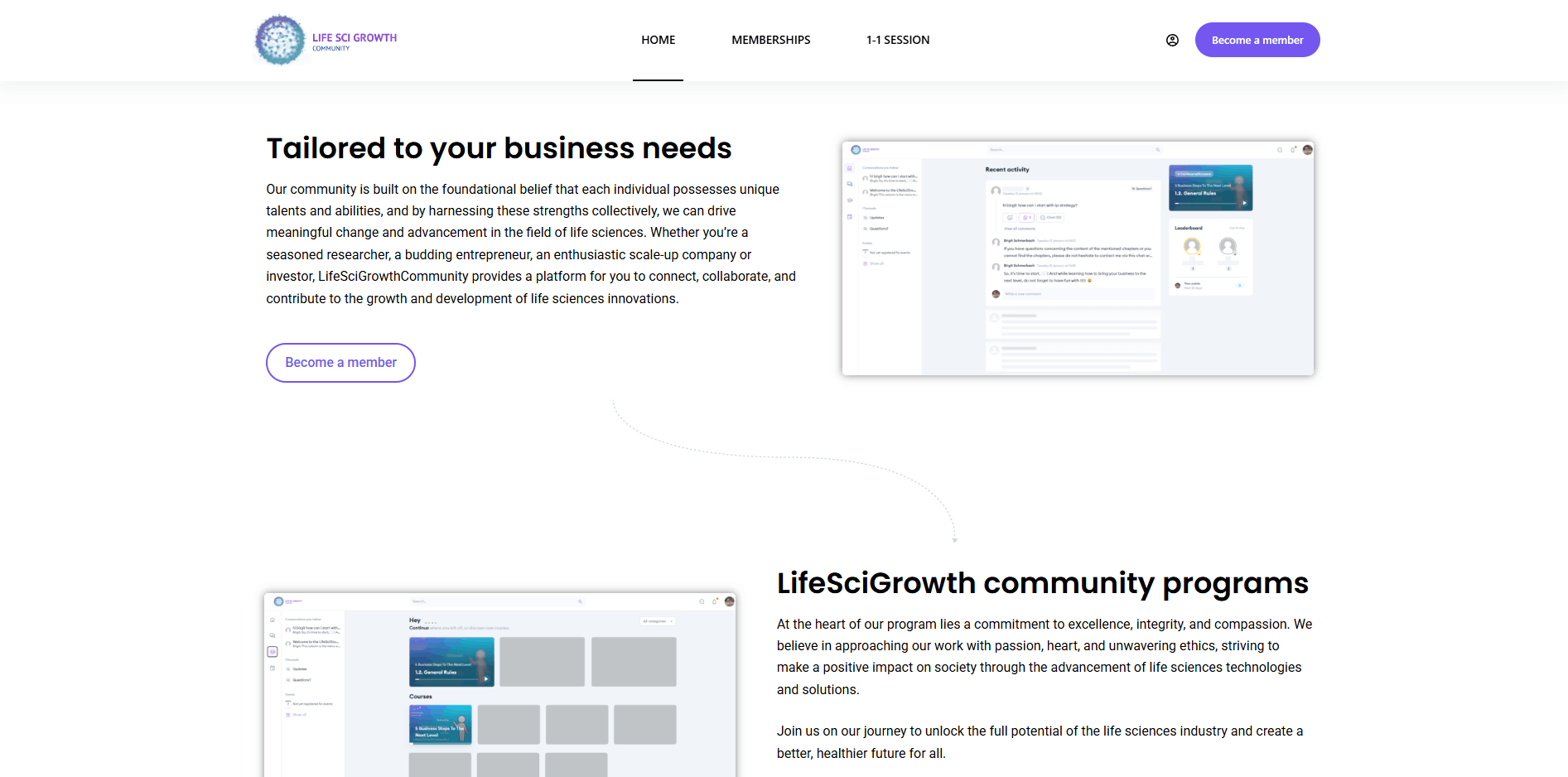 LifeSciGrowth community software sectie